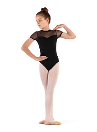 Bloch High Neck Cap Sleeve Knot Belt Leotard Child