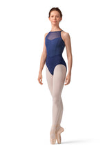 Load image into Gallery viewer, Mirella Mesh Halter Leotard w/ Striped Bodice Ladies M40001
