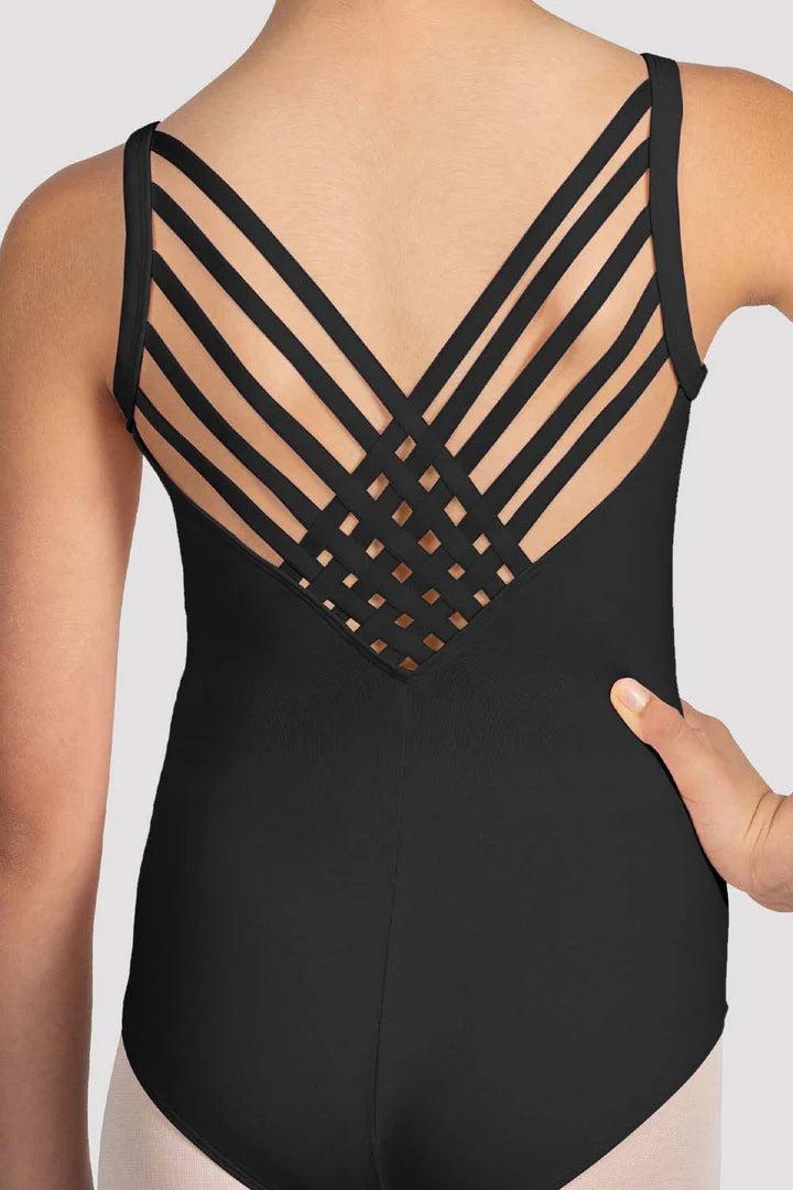 Mirella V Neckline Strap Detail Back Camisole Leotard Child