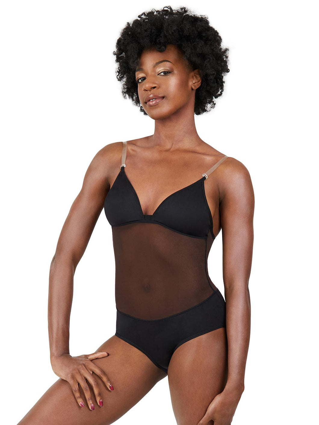 Capezio Plunge Neck Mesh Midriff Leotard Adult