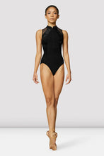 Load image into Gallery viewer, Bloch Mock Neck Velvet Panel Zipper Front Tank Leotard Ladies
